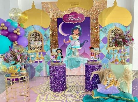 Jasmine Birthday Cake, Arabian Nights Theme Party, Princess Jasmine Party, Balloon Birthday Themes, Aladdin Birthday Party, Princess Jasmine Birthday Party, Arabian Nights Party, Aladdin Party, Princess Jasmine Birthday