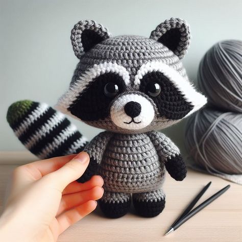 Crochet Raccoon Amigurumi Pattern Crochet Patterns Raccoon, Free Crochet Raccoon Pattern, Amigurumi Raccoon Free Pattern, Crochet Shapes Amigurumi, Free Raccoon Crochet Pattern, Crochet Racoon Amigurumi Free Pattern, Crochet Raccoon Free Pattern, Racoon Crochet Pattern Free, Crochet Racoon Pattern Free