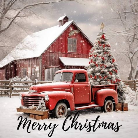 Pepperoni Sticks, Free Christmas Backgrounds, Christmas Red Truck, Vintage Red Truck, Christmas Pics, Christmas Themes Decorations, Farm Trucks, Truck Art, Animated Christmas