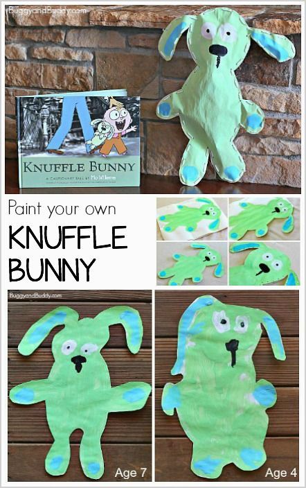 Art Activity for Kids: Paint your own Knuffle Bunny! (Inspired by children's books by Mo Willems)- can be adapted for preschool, kindergarten and… Mo Willems Author Study Preschool, Art Projects Based On Children's Books, Mo Willems Activity, Mo Willems Author Study, Mo Williams, Bunny Art Projects, Knuffle Bunny, Bunny Activities, Art Activity For Kids