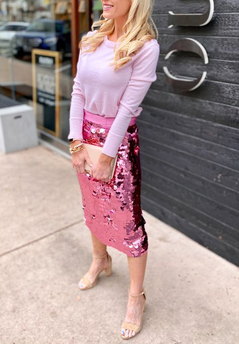 Pink sequin skirt