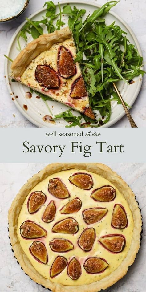 Brunch Sides, Fig Tart, Goat Cheese Tart, Whipped Goat Cheese, Tart Dough, Tart Filling, Fig Recipes, Baby Arugula, Savory Tart