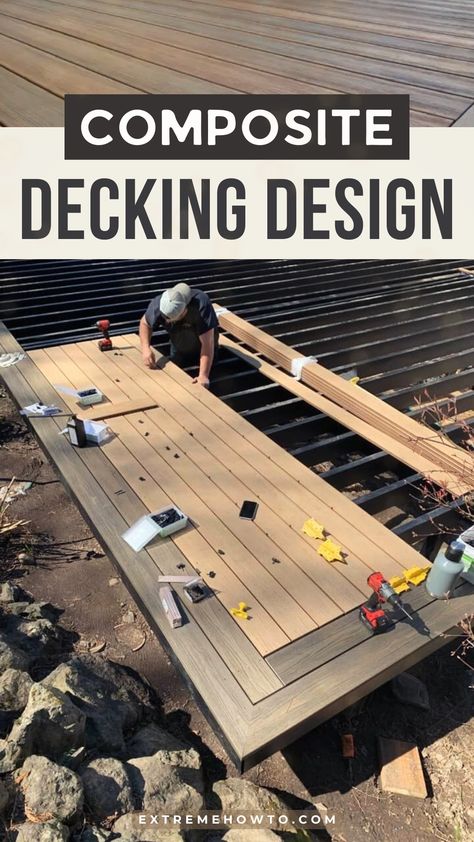 Dive into the world of composite decking with our comprehensive guide. Learn everything you need to know about this popular wood alternative for decks. From installation tips to design ideas, we've got you covered. Discover the benefits of composite materials, including durability, low maintenance, and eco-friendliness. Get inspired and create a deck that lasts! Steel Deck Framing, Outdoor Curb Appeal, Composite Decking Designs, Deck Framing, Pvc Decking, Backyard Dreams, Deck Building, Dream Deck, Wood Railing