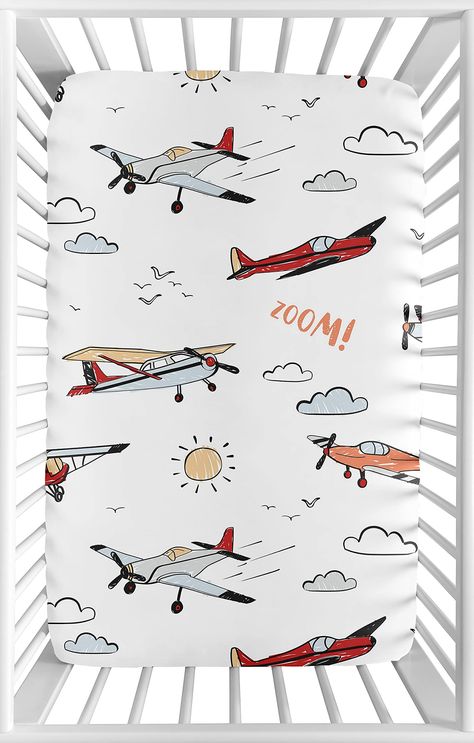 Airplane Nursery Boy, Vintage Airplane Nursery, Vintage Airplane Prints, Plane Nursery, Aviation Nursery, Airplane Nursery, Baby Crib Bedding Sets, Airplane Baby, Portable Crib