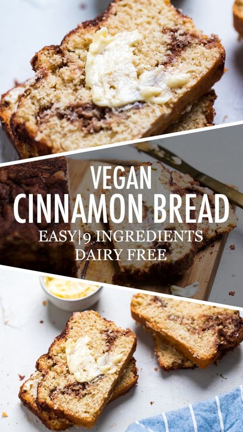 Vegan Cinnamon Quick Bread Vegan Cinnamon Bread, Bread Dessert Recipes, Cinnamon Quick Bread, Dessert Recipes Healthy, Cinnamon Bread Easy, Deserturi Raw Vegan, Breakfast Easy, Vegan Baking Recipes, Dairy Free Breakfasts