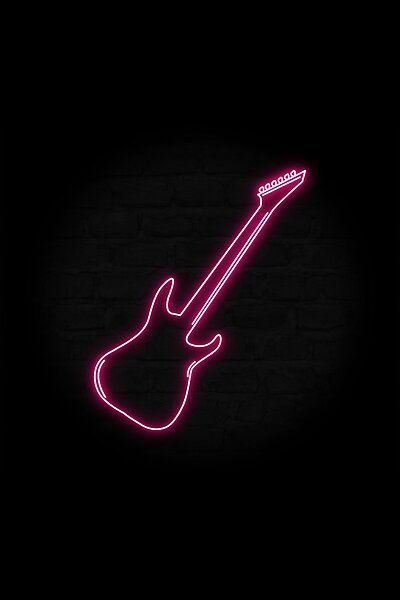 Yeeyee Wallpaper, Neon Guitar, Guitar Outline, Guitar Silhouette, Pink Neon Wallpaper, Pink And Black Wallpaper, Pink Guitar, Wallpaper Pink And Yellow, Joker Comic