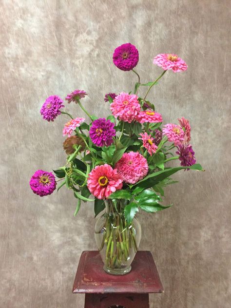 Zinnia Arrangements Floral Design, Zinnia Arrangements, Zinnia Bouquet, Design Learning, Samantha Wedding, Sunflower Centerpieces, Sunflower Arrangements, Long Stem Flowers, Altar Flowers