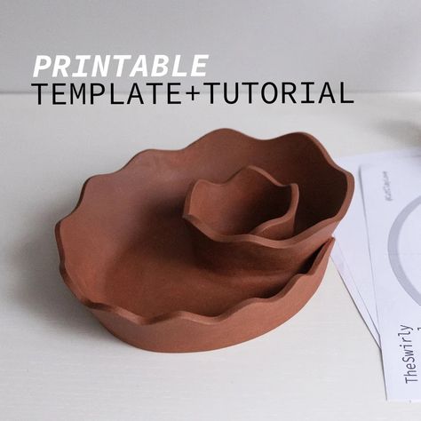 Swirly Swirl Bowl Pottery Template Slab Building Tutorial Ceramics Tools for Beginners Digital Download Printable File to Do It Yourself - Etsy Pottery Templates, Diy Keramik, Clay Classes, Pottery Patterns, Beginner Pottery, Ceramic Tools, Bowl Pottery, Pottery Handbuilding, Clay Bowl