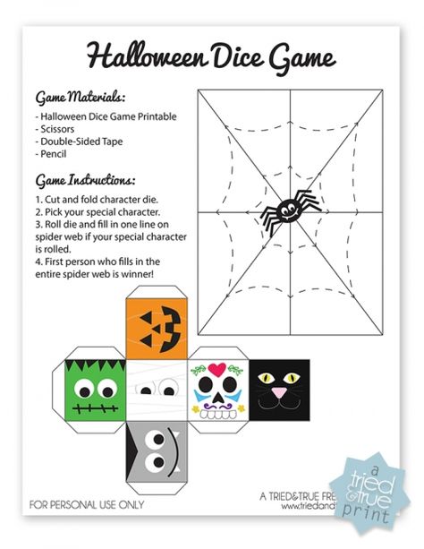 Halloween Dice Game - A Tried & True free printable Halloween Dice Game, Free Printable Alphabet, Halloween Class Party, Halloween Spooktacular, Appreciation Thank You, Halloween Witches, Free Teacher, Teen Party, Dice Games