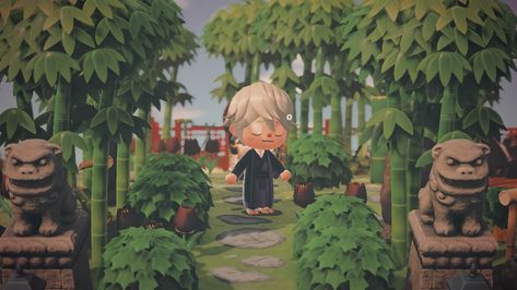 Acnh Bamboo, Animal Crossing Zen Garden, Acnh Zen Garden, Acnh Zen, Acnh Japanese, Ac Ideas, Animals Crossing, Diy Denim, Animal Crossing Wild World