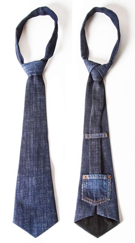 One of a kind, not a tie like it in the world 🌎 You send us your laundered heirloom jeans and we design and produce a personalized silk lined denim necktie 👔 for you! Make your way over to 👉🏼www.sentimentaldenim.com👈🏼 to order your custom denim necktie today! 🔹Introductory offer: $59/first tie, $49/second tie with free shipping — one pair for each tie🔹 Denim Design Ideas, Upcycled Denim Diy, Custom Jeans Diy, Uni Fashion, Denim Diy Clothes, Custom Jean, Denim Tie, Repurposed Denim, Denim Crafts Diy