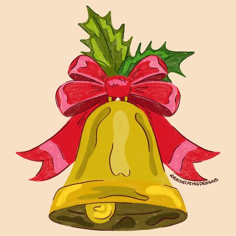 Christmas bell, bell, ringing bell, holly, bows, christmas bows, holly christmas, christmas bells Holly Watercolor, Bell Paper, Diy Christmas Paper, Ringing Bell, Bows Christmas, Holly Christmas, Christmas Concert, Christmas Card Art, Christmas Bell