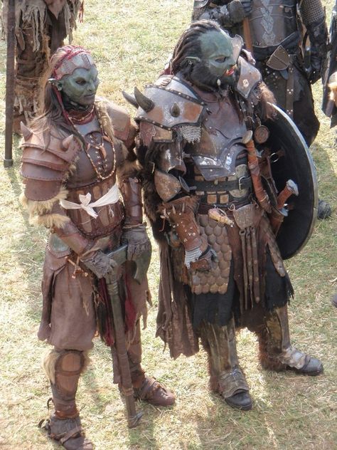 Orc warriors by BloodworxSander on DeviantArt Orc Cosplay, Orc Costume, Female Orc, Orc Warrior, Fantasy Role Playing, Larp Costume, Leather Armor, Fantasy Costumes, Fantasy Armor