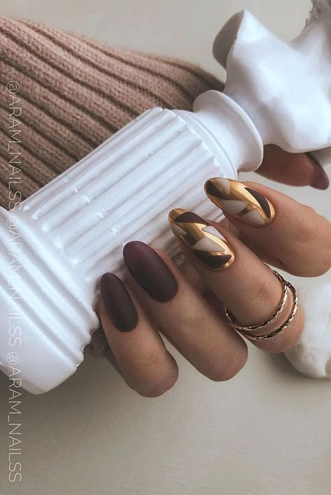 November Nail Designs, Thanksgiving Nail Designs, November Nails, Burgundy Nails, Thanksgiving Nails, Metallic Nails, Brown Nails, Fabulous Nails, Trendy Nails