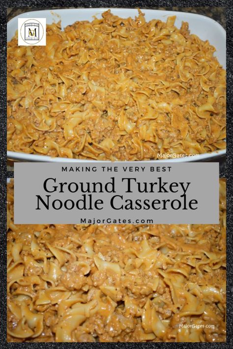 If you are looking for an easy delicious meal for the week, try making Ground Turkey Noodle Casserole.  This dish is comforting and flavorful.  It also warms up well if you have left overs.  Serve it with your favorite side vegetable and garlic bread.  #Dinner #Casserole #GroundTurkey Casserole With Ground Turkey, Meal For The Week, French Fry Casserole, Ground Turkey Casserole, Turkey Noodle Casserole, Ground Turkey Recipes Easy, Bread Dinner, Egg Noodle Recipes, Noodle Casserole Recipes