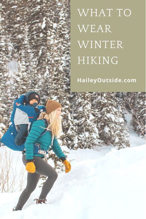 Dressing for winter hikes can seem overwhelming but I wrote down exactly how to layer up for the winter hiking season! #winterhikes #momlife #hikingadventures #hikingwithkids #winterhiking #winteroutfits #winteractivitiesforkids #hiker #hikingpants #hikingshoes Hiking Layers For Women, Winter Hike Outfit, Winter Hiking Clothes, Snow Hiking Outfit, What To Wear Winter, Hiking Layers, Dressing For Winter, Hiking Gear Women, Winter Hiking Gear