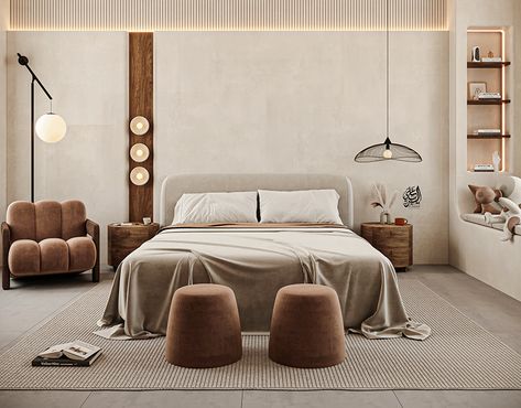 Wabi Sabi Master Bedroom :: Behance Wabisabi Bedroom, Japandi Interiors Bedroom, Wabi Sabi Bedroom Design, Wabi Sabi Bedroom, Wabi Sabi Interior Design, Bedroom Interior Design Luxury, Bedroom Photos, Interior Design Concepts, Bedroom Decor Design