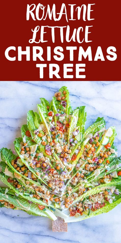 Romaine Lettuce Christmas Tree, Romaine Christmas Tree, Lettuce Wraps Appetizer, Wedge Salad Christmas Tree, Christmas Romaine Salad, Christmas Tree Salad Ideas, Wedge Christmas Tree Salad, Salad Christmas Tree, Christmas Tossed Salad