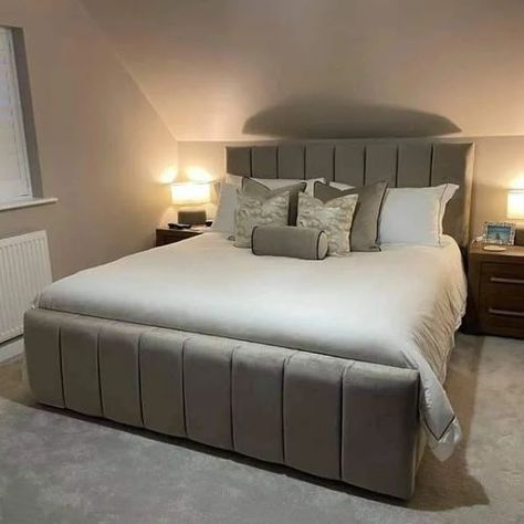 Simple Bedframe, Bed Sale, Beautiful Bed Designs, High Headboard, Wooden Bed Design, Wardrobe Interior Design, Canapé Design, Mattress Sofa, Sofa Frame