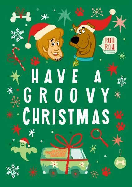 Groovy Holiday 70s Retro Scooby Doo Christmas Card Scooby Doo Thanksgiving Wallpaper, Scooby Doo Christmas Wallpaper, Christmas Scooby Doo, Scooby Doo Christmas, Groovy Chick, Christmas Widgets, Scooby Doo Halloween, House Artwork, Xmas Songs