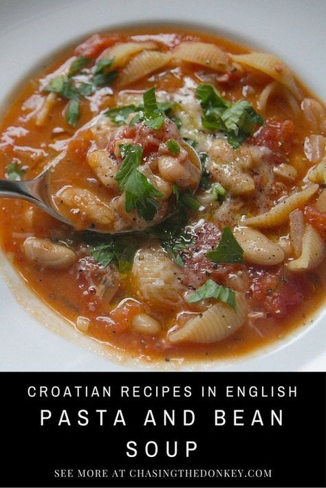 Pašta Fažol (pasta and bean soup) really is a wonderful Croatian recipe that is great for the colder months of the year. You might know it as Pasta e fagioli from Italy. It’s quite hearty, tastes delicious, and because it keeps in the fridge for a few days, you can take a few days break from cooking. Click here to start cooking. Croation Recipes, My Mother Taught Me, Croatian Cuisine, Fagioli Soup, Pasta Fagioli, Serbian Recipes, Pasta E Fagioli, Croatian Recipes, Recipes Pasta