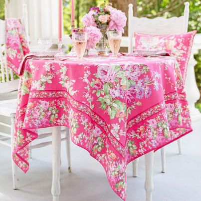 Canvas Placemats, Pink Tablecloth, Cottage Rose, Burlington Vermont, Kitchen Tablecloths, Green Lavender, April Cornell, Romantic Home Decor, Our Town