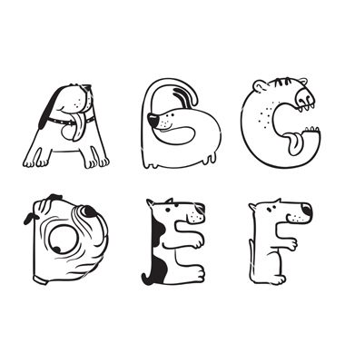 Dog Alphabet from a to f vector by gollli on VectorStock® Fonts Doodle, Dog Alphabet, Doodle Font, Coloring Letters, Calligraphy Fonts Alphabet, Cute Dog Drawing, Doodle Dogs, Hand Doodles, Book And Magazine Design