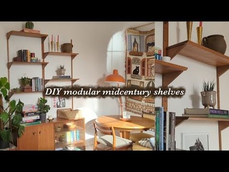 I made these DIY modular shelves - YouTube Mcm Shelving Wall Units, Mcm Shelving, Mcm Diy, Modular Shelves, Shelves Diy, Modular Walls, Modular Shelving, Diy Shelves, Wall Unit