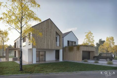 House visualisation Modern Classic Bathroom, Modern Country House, Modern Residential Architecture, Country Modern Home, Project House, Architecture Company, Wroclaw Poland, 3d Architectural Visualization, Architectural Visualization