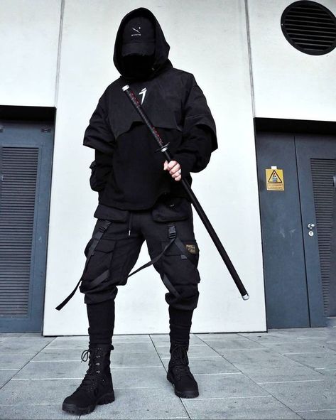 Techwear Assassin, Cyberpunk Ronin, Techwear Samurai, Techwear Guy, Techwear Anime, Oni Samurai Mask, Teach Wear, Techwear Shirt, Techwear Ninja