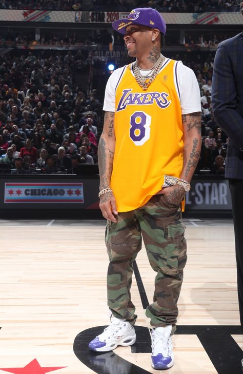 Allen Iverson Outfit, Basketball Jersey Outfit Boys, Lakers Jersey Outfit Men, Laker Jersey Outfit Men, Allen Iverson Style, Nba Jersey Outfit Men, Jersey Outfit Men, Nba Jersey Outfit, Jerseys Outfit