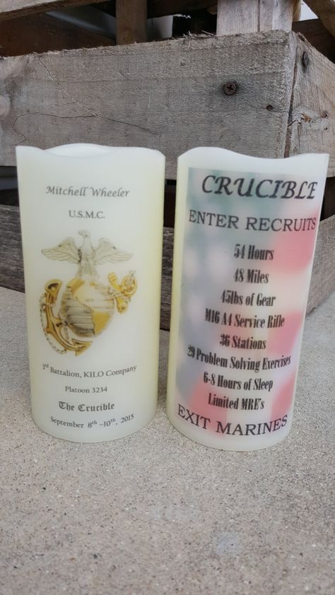 USMC Marine Corps Crucible Candle Have it by UnitedByCandleLight Marine Crucible, Usmc Graduation, Crucible Candle, Marine Parents, Usmc Girlfriend, Marine Son, Future Marine, Usmc Mom, Candle Template