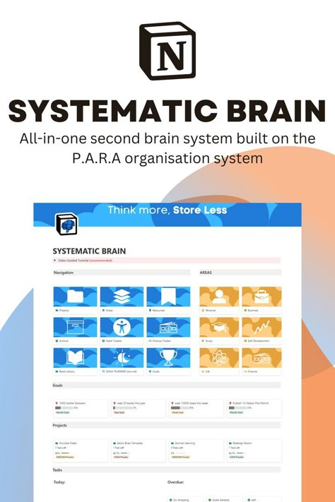 An all-in-one second brain notion template built on the basis of P.A.R.A organization system. Organize your projects, tasks, resources & goals all in one place. It is an effortless GTD styled project management system that helps you to keep track of your projects. It comes with daily planner & daily habit tracker that automatically updates everyday. It also contains Finance Management system, Goal Tracker Database, Digital Book Library, Automatic Habit Tracker & an archive section. Download now. Notion Gtd Template, Second Brain Notion Template, Notion Phone, Second Brain Notion, Notion Second Brain, Brain System, Brain Mapping, Second Brain, Finance Management