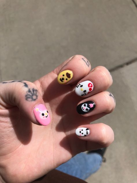 #gelnails #gelpolish #nailart #shortnails #sanrio #sanriocharacters #hellokittynails Sanrio Nails Short, Sanrio Nail Art, Sanrio Nails, Hello Kitty Nails Art, Kids Nails, Hippie Nails, Short Gel Nails, Cute Simple Nails, Simple Gel Nails