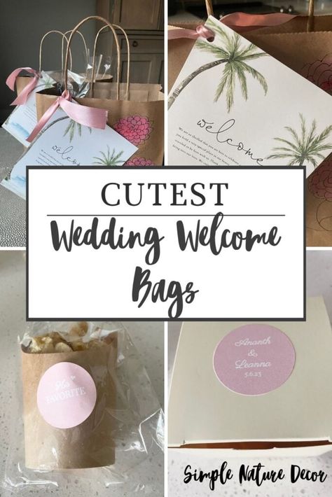 Goodie Bag Wedding Guest Gifts, Welcome Bag Tags For Wedding Guests, Out Of Town Wedding Guest Bags, Wedding Gift Bags For Hotel Guests, Welcome Gifts For Wedding Guests, Diy Wedding Welcome Bags, Welcome Bags For Wedding Guests, Wedding Snack Bags, Guest Welcome Baskets