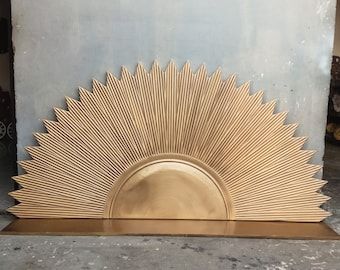 Sun Headboard, Hand Carved Headboard, Bohemian Headboard, Half Bed, Carved Beds, Sun Bed, Half Sun, Carved Headboard, Bed Headboards