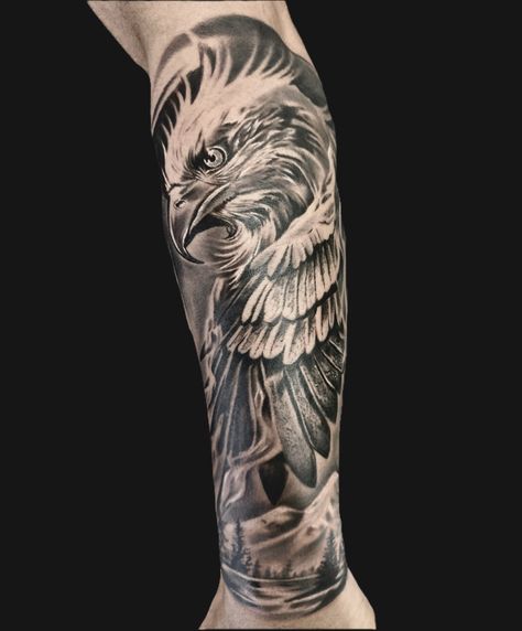 Realistic Eagle Tattoo Eagle Tattoo Leg Men, Eagle Tattoo Realistic, Eagle Tattoo Sleeve, Eagle Leg Tattoo, Eagle Head Tattoo, Best Leg Tattoos, Create A Tattoo, Lion Head Tattoos, Eagle Tattoo