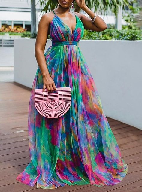 Maxi Dress Outfit, Prom Dresses Sleeveless, Boho Summer Dresses, Sling Dress, African Dresses For Women, Dyed Dress, Summer Party Dress, Tie Dye Dress, Maxi Skirts