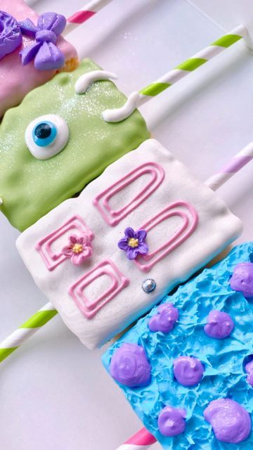 Alexa’s Sweet Treats on Instagram Monsters Inc Rice Crispy Treats, Monster Inc Treats, Monsters Inc Desserts, Monsters Inc Food, Monster Party Food, Monsters Inc Baby Shower, Monsters Inc Baby, Monster Inc Birthday, Monster Inc