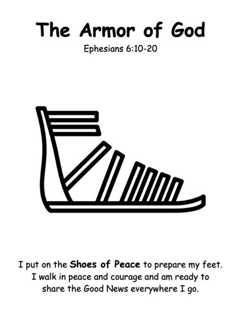 Shoes Of Readiness Armor Of God, Armor Of God Shoes Of Peace, Shoes Of Peace Armor Of God Craft, Armor Of God Preschool Crafts, Shoes Of Peace Armor Of God, Full Armor Of God For Kids, Armor Of God Preschool, Armor Of God Vbs Decorations, Armor Of God Crafts