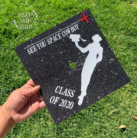 Cowboy Graduation Cap, Anime Graduation Cap, Graduation Themes, Senior 25, Grad Cap Topper, College Grad Cap Ideas, Grad Cap Decorated, Graduation Cap Decoration Diy, High School Graduation Cap