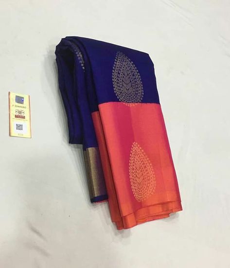 Kanjipuram Saree, Lenin Sarees, Pink Combination, Navy Blue Saree, Silk Saree Blouse Designs Patterns, Hair Style On Saree, Latest Silk Sarees, Blue Silk Saree, Bridal Sarees South Indian