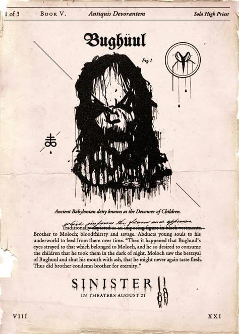 Sinister 2.bughuul omg Sinister 2, Terror Movies, Scary Films, Movie Tattoo, Symbol Tattoo, Scary Tattoos, Horror Pictures, Cartoon Character Tattoos, Horror Posters