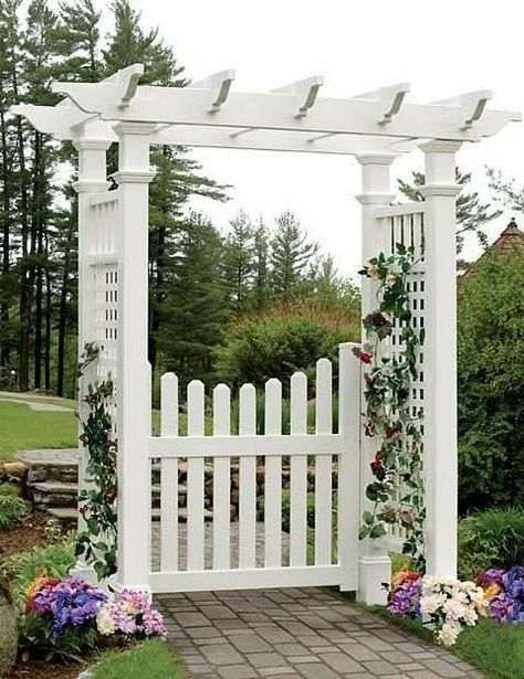 Backyard Pergola Attached To House, Fence Remodel, Arbor Gate, Pergola Cost, Ideas Terraza, Rustic Pergola, Ideas For Backyard, Small Pergola, Yard Fence