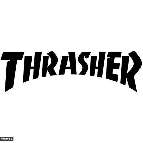 The Thrasher logo in its traditional typeface. Thrasher Logo, Magazine Wallpaper, Skateboard Logo, Streetwear Logo, Thrasher Magazine, Design Jersey, Famous Logos, Stationery Inspiration, Word Mark Logo