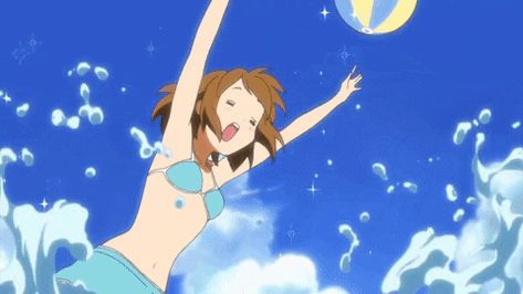 K On Banner Gif, Summer Banner Gif, K On Gif, Aot Gifs, Anime Beach, Summer Gif, Yui Hirasawa, Doing Art, Random Gif