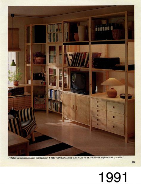 Ikea Ivar Shelves, Ivar Regal, Ikea Ivar, Ikea Living Room, Deco Studio, Desk Inspiration, Wood Bookshelves, Yellow Room, Condo Decorating