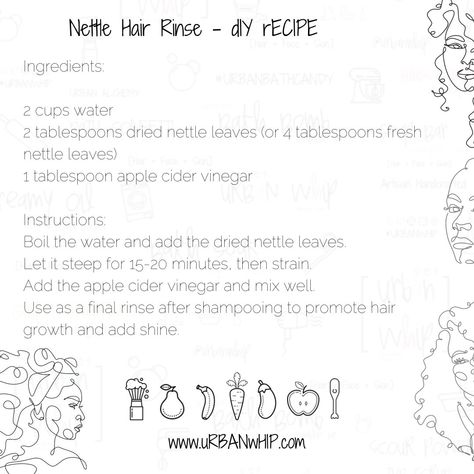 🌿 DIY Nettle Hair Rinse 🌿 Promote hair growth and add shine with this revitalizing Nettle Hair Rinse! 🌟 Ingredients: 2 cups water 2 tablespoons dried nettle leaves (or 4 tablespoons fresh nettle leaves) 1 tablespoon apple cider vinegar Instructions: 1️⃣ Boil the water and add the dried nettle leaves. 2️⃣ Let it steep for 15-20 minutes, then strain. 3️⃣ Add the apple cider vinegar and mix well. 4️⃣ Use as a final rinse after shampooing. #DIYHairCare #NaturalHairRinse #NettleBenefits #Healt... Nectarine Benefits, Nettle Benefits, Apple Cider Vinegar Uses, Cucumber Benefits, Dried Hibiscus Flowers, Guava Leaves, Vinegar Uses, How To Dry Sage, Simple Hair