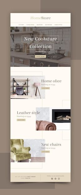 Creative ecommerce email template with p... | Free Vector #Freepik #freevector #email-templates #newsletter-template #newsletter #webpage-template Interior Design Email Newsletter, Home Decor Email Design, Creative Newsletter Design, Email Template Design Inspiration, Newsletters Ideas, Mailchimp Newsletter Design, Email Newsletter Inspiration, Newsletter Design Inspiration, Mailing Design