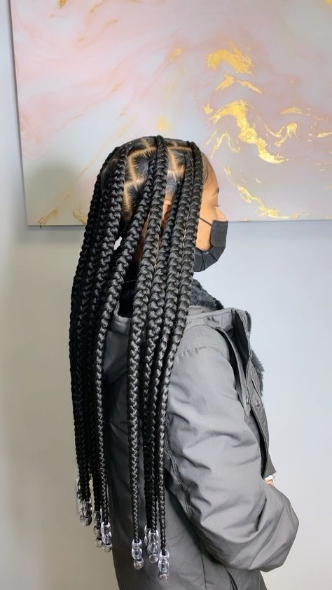 Box Braids Medium Length, Knotless Braids Styles, Large Knotless Braids, Large Knotless, Large Box Braids, Colored Box Braids, Cute Box Braids, Short Box Braids Hairstyles, Big Box Braids